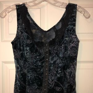 Crushed velvet button down tank